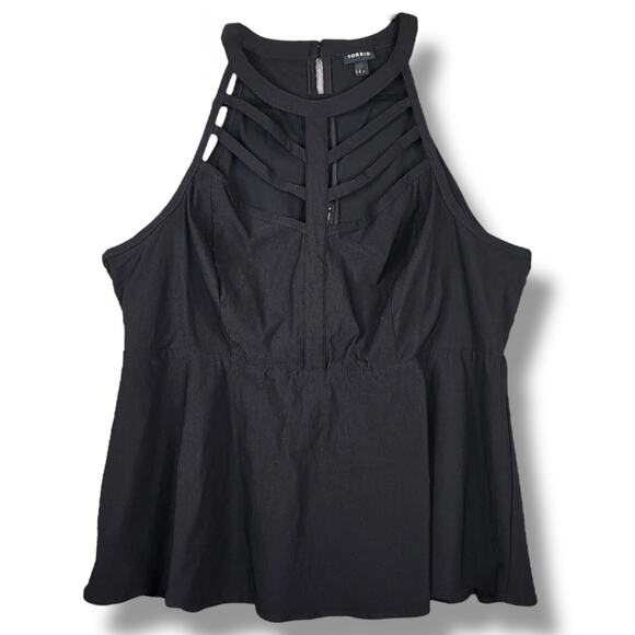 Torrid Black Size 4 4X Bergaline High Neck Cage Front Top Tank - Picture 5 of 9
